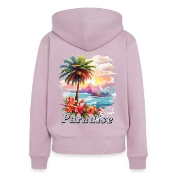 Paradise Beach - Frauen Premium Bio Zip Hoodie - Altrosa - Hinten - Julia (174cm)