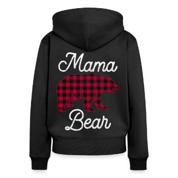 Mama Bear - Frauen Premium Bio Zip Hoodie - Schwarz - Hinten - Julia (174cm)