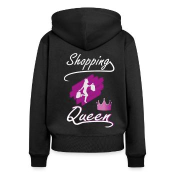 Shopping birthday Queen- Frauen Einkaufen Spruch - Frauen Premium Bio Zip Hoodie - Schwarz - Hinten - Julia (174cm)