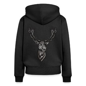 Weihnachtsgeschenk Rentier Hirsch - Frauen Premium Bio Zip Hoodie - Schwarz - Hinten - Julia (174cm)