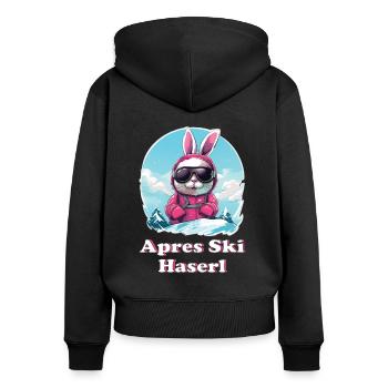 Apres Ski Haserl Party skifahrerin Trinken - Frauen Premium Bio Zip Hoodie - Schwarz - Hinten - Julia (174cm)