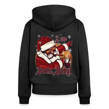 Weihnachten Dabbing Santa Claus mit Punsch - Frauen Premium Bio Zip Hoodie - Schwarz - Hinten - Julia (174cm)