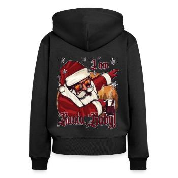 Weihnachten Dabbing Santa Claus mit Punsch - Frauen Premium Bio Zip Hoodie - Schwarz - Hinten - Julia (174cm)