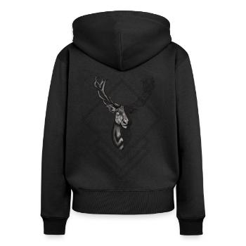 Weihnachten Rentier als Hirsch Polygon - Frauen Premium Bio Zip Hoodie - Schwarz - Hinten - Julia (174cm)