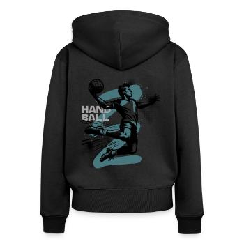 Handball - Sweat à capuche zippé Premium bio Femme - noir - Dos - Julia (174cm)