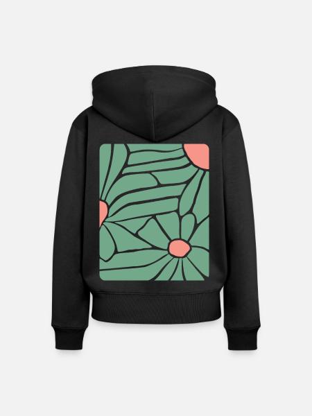 Abstract Floral Boho - Frauen Premium Bio Zip Hoodie - Schwarz