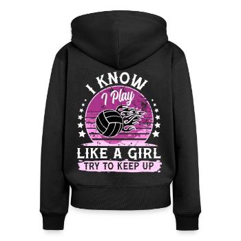 Volleyball - Women's Premium Organic Zip Hoodie - black - Back - Julia (174cm)