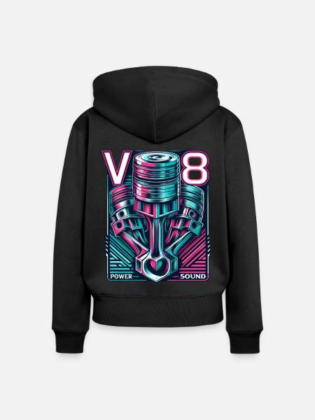 V8 - Frauen Premium Bio Zip Hoodie - Schwarz