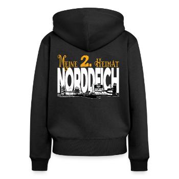Norddeich Nordsee Urlaub Ostfriesland Norden Moin - Frauen Premium Bio Zip Hoodie - Schwarz - Hinten - Julia (174cm)