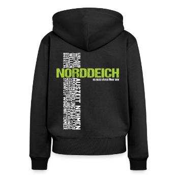 Norddeich Urlaub Nordsee Ostfriesland Küste Norden - Frauen Premium Bio Zip Hoodie - Schwarz - Hinten - Julia (174cm)