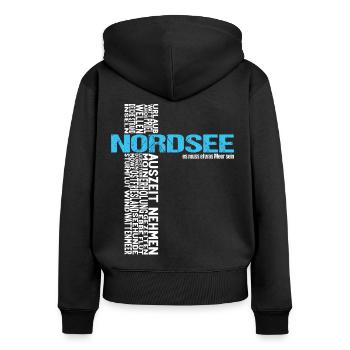 Nordsee Urlaub Norddeich Urlaubsreif Geschenkidee - Frauen Premium Bio Zip Hoodie - Schwarz - Hinten - Julia (174cm)