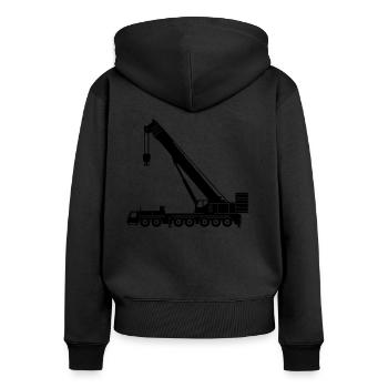 Grue grue mobile 1400 400 - Sweat à capuche zippé Premium bio Femme - noir - Dos - Julia (174cm)