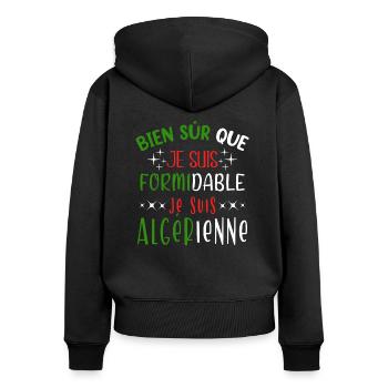 Algérienne Algérie, idée cadeau région, ville - Sweat à capuche zippé Premium bio Femme - noir - Dos - Julia (174cm)