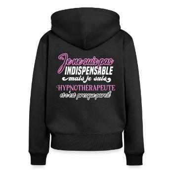 Hypnothérapeute humour métier hypnose, idée cadeau - Sweat à capuche zippé Premium bio Femme - noir - Dos - Julia (174cm)