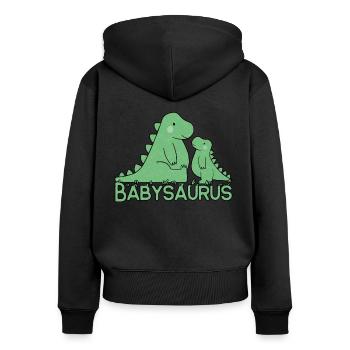 Babysaurus - Dino dinosaure cadeau pour les bébés - Sweat à capuche zippé Premium bio Femme - noir - Dos - Julia (174cm)