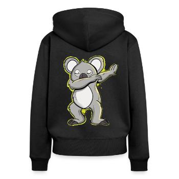 koala tamponnant - Sweat à capuche zippé Premium bio Femme - noir - Dos - Julia (174cm)