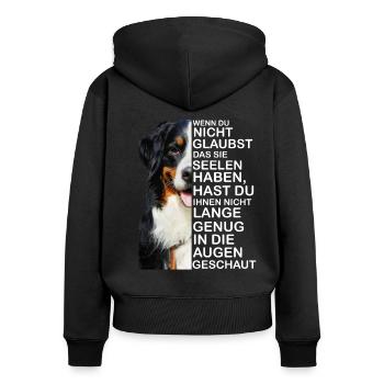 Berner Sennenhund Seele Augen Hundebesitzer - Frauen Premium Bio Zip Hoodie - Schwarz - Hinten - Julia (174cm)