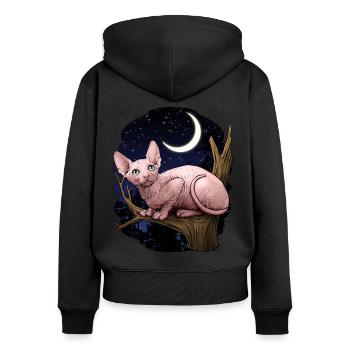 Sphynx-Katze - Frauen Premium Bio Zip Hoodie - Schwarz - Hinten - Julia (174cm)