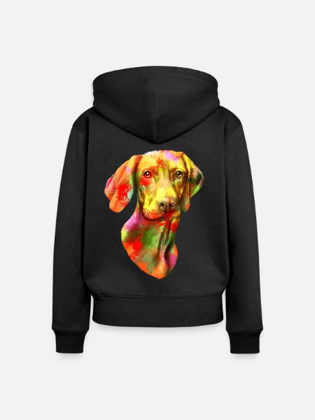Vizsla Hund Hunderasse Geschenk - Frauen Premium Bio Zip Hoodie - Schwarz