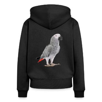 Graupapagei - Frauen Premium Bio Zip Hoodie - Schwarz - Hinten - Julia (174cm)