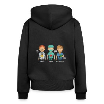 Cadeau chirurgien anesthésiste médecin anesthésiste - Sweat à capuche zippé Premium bio Femme - noir - Dos - Julia (174cm)