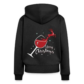 Wein Weihnachten - Frauen Premium Bio Zip Hoodie - Schwarz - Hinten - Julia (174cm)