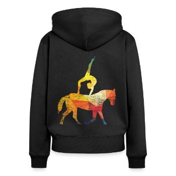 Voltigieren Pferdesport Gymnastik - Frauen Premium Bio Zip Hoodie - Schwarz - Hinten - Julia (174cm)