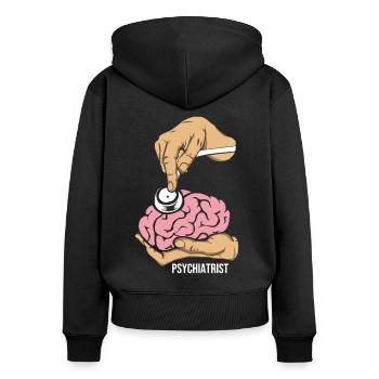 Psychiater - Frauen Premium Bio Zip Hoodie - Schwarz - Hinten - Julia (174cm)