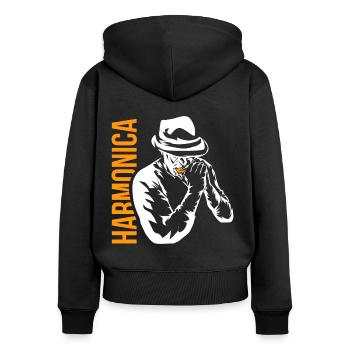 harmonica - Sweat à capuche zippé Premium bio Femme - noir - Dos - Julia (174cm)