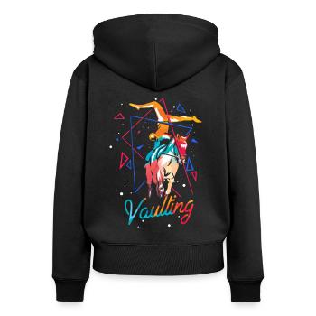 Voltigieren Pferd Geschenk - Frauen Premium Bio Zip Hoodie - Schwarz - Hinten - Julia (174cm)