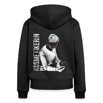 Kosmetikerin Geschenk - Frauen Premium Bio Zip Hoodie - Schwarz - Hinten - Julia (174cm)