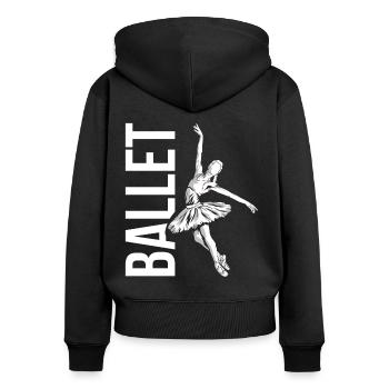 Ballett - Frauen Premium Bio Zip Hoodie - Schwarz - Hinten - Julia (174cm)