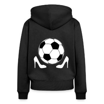 Frauenfußball - Frauen Premium Bio Zip Hoodie - Schwarz - Hinten - Julia (174cm)