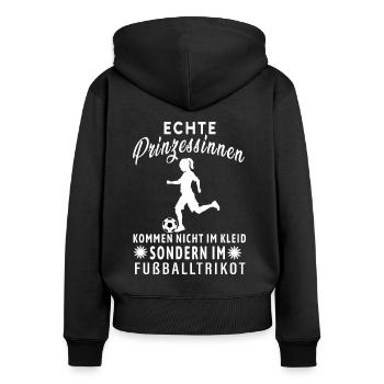 Les vraies princesses arrivent en maillot de foot - Sweat à capuche zippé Premium bio Femme - noir - Dos - Julia (174cm)