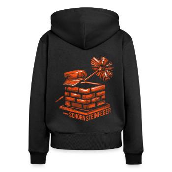 Schornsteinfeger - Frauen Premium Bio Zip Hoodie - Schwarz - Hinten - Julia (174cm)