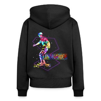 Longboards Polygon - Women's Premium Organic Zip Hoodie - black - Back - Julia (174cm)