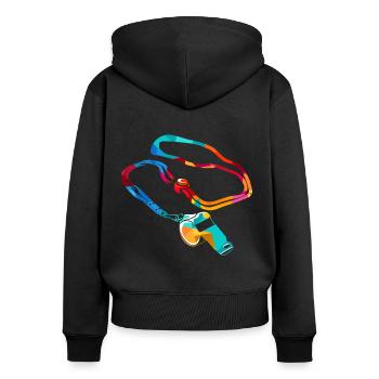 Polygone de professeur d'éducation physique - Sweat à capuche zippé Premium bio Femme - noir - Dos - Julia (174cm)