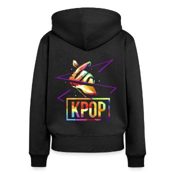 K-pop Polygon - Frauen Premium Bio Zip Hoodie - Schwarz - Hinten - Julia (174cm)