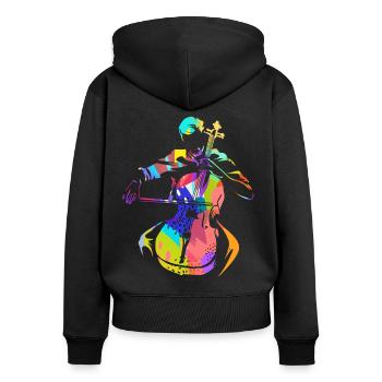 Cadeau de violoncelle - Sweat à capuche zippé Premium bio Femme - noir - Dos - Julia (174cm)