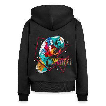 Seekuh Polygon - Frauen Premium Bio Zip Hoodie - Schwarz - Hinten - Julia (174cm)