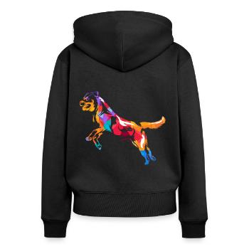 Rottweiler Polygon - Frauen Premium Bio Zip Hoodie - Schwarz - Hinten - Julia (174cm)