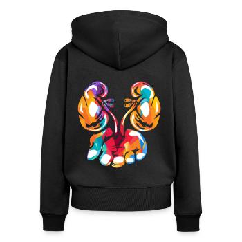 Urologe Urologie - Frauen Premium Bio Zip Hoodie - Schwarz - Hinten - Julia (174cm)