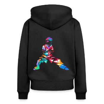 Tai chi - Sweat à capuche zippé Premium bio Femme - noir - Dos - Julia (174cm)
