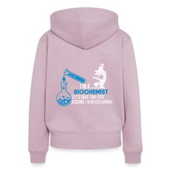 Biochemist biochemistry - Women's Premium Organic Zip Hoodie - dusky pink - Back - Julia (174cm)