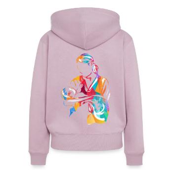 Hebamme - Frauen Premium Bio Zip Hoodie - Altrosa - Hinten - Julia (174cm)