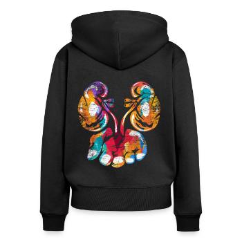 Urologe - Frauen Premium Bio Zip Hoodie - Schwarz - Hinten - Julia (174cm)