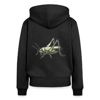 sauterelle - Sweat à capuche zippé Premium bio Femme - noir - Dos - Julia (174cm)