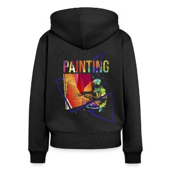 Artiste peintre - Sweat à capuche zippé Premium bio Femme - noir - Dos - Julia (174cm)