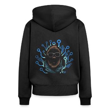 Cadeau de spécialiste informatique programmeur - Sweat à capuche zippé Premium bio Femme - noir - Dos - Julia (174cm)