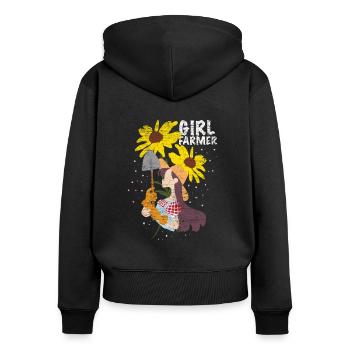 Bäuerin Landwirtin Geschenk - Frauen Premium Bio Zip Hoodie - Schwarz - Hinten - Julia (174cm)